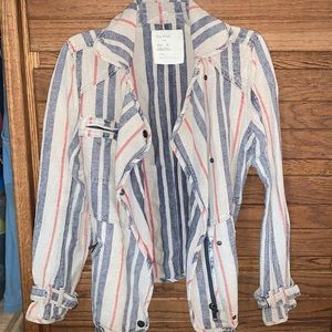 Free People Striped Linen Jacket